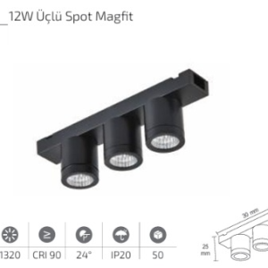 www.ozgurenerjielektrikcom.FL-6237-4k Forlife FL-6237 12W Üçlü Spot Magfit 4000K