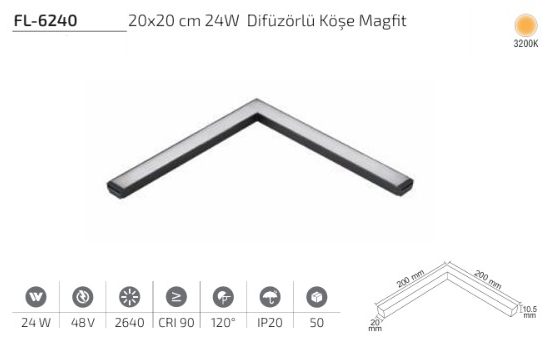 www.ozgurenerjielektrikcom.FL-6240-3k Forlife FL-6240 20x20 cm 24W Difüzörlü Köşe Magfit Armatür 3200K